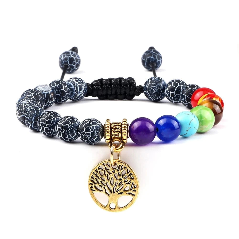 Bracelet 7 Chakras | Tree Life Gold | Zenyopi Black G Adjustable