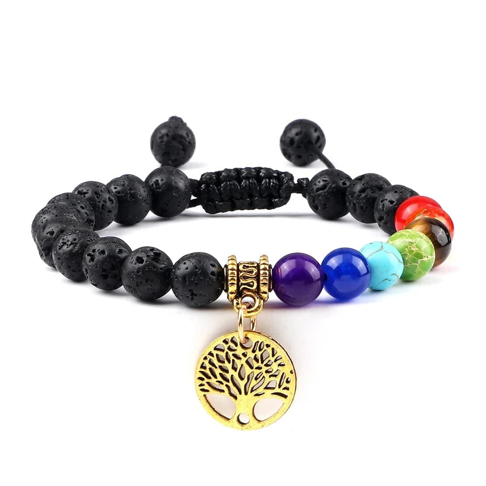 Bracelet 7 Chakras | Tree Life Gold | Zenyopi Lava G Adjusta