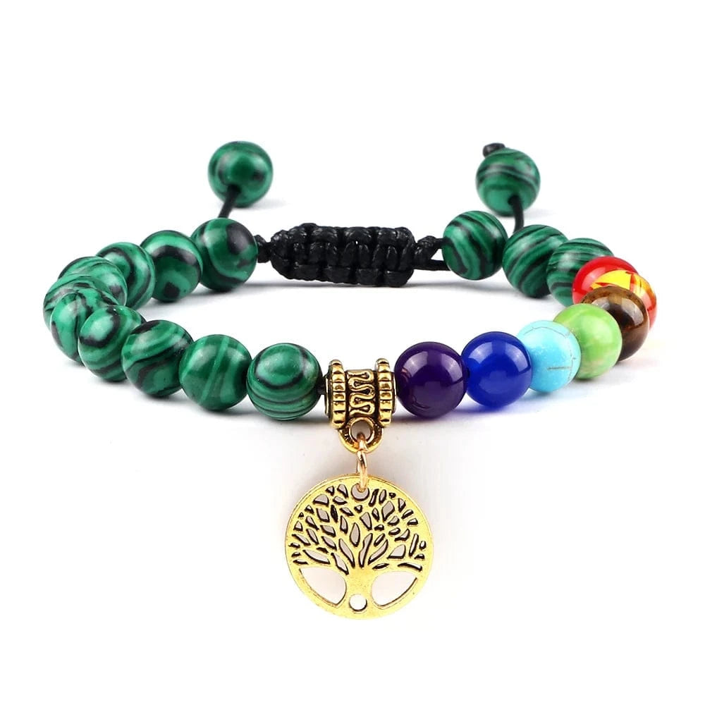 Bracelet 7 Chakras | Tree Life Gold | Zenyopi Malachite G Adjust