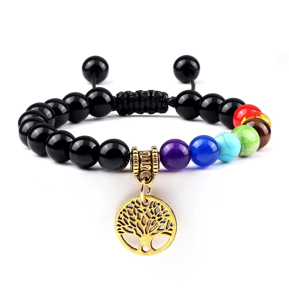 Bracelet 7 Chakras | Tree Life Gold | Zenyopi Obsidian G Adjust