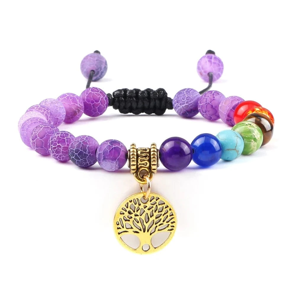 Bracelet 7 Chakras | Tree Life Gold | Zenyopi Purple G Adjustable