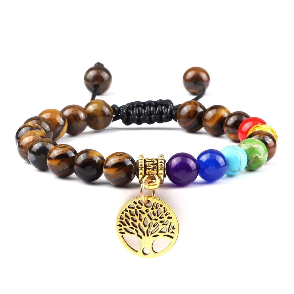 Bracelet 7 Chakras | Tree Life Gold | Zenyopi Tiger Eye G Adjust