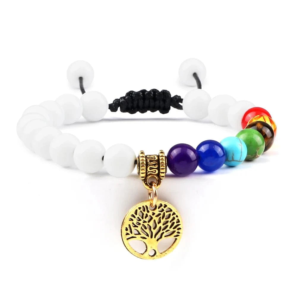Bracelet 7 Chakras | Tree Life Gold | Zenyopi White G Adjustable