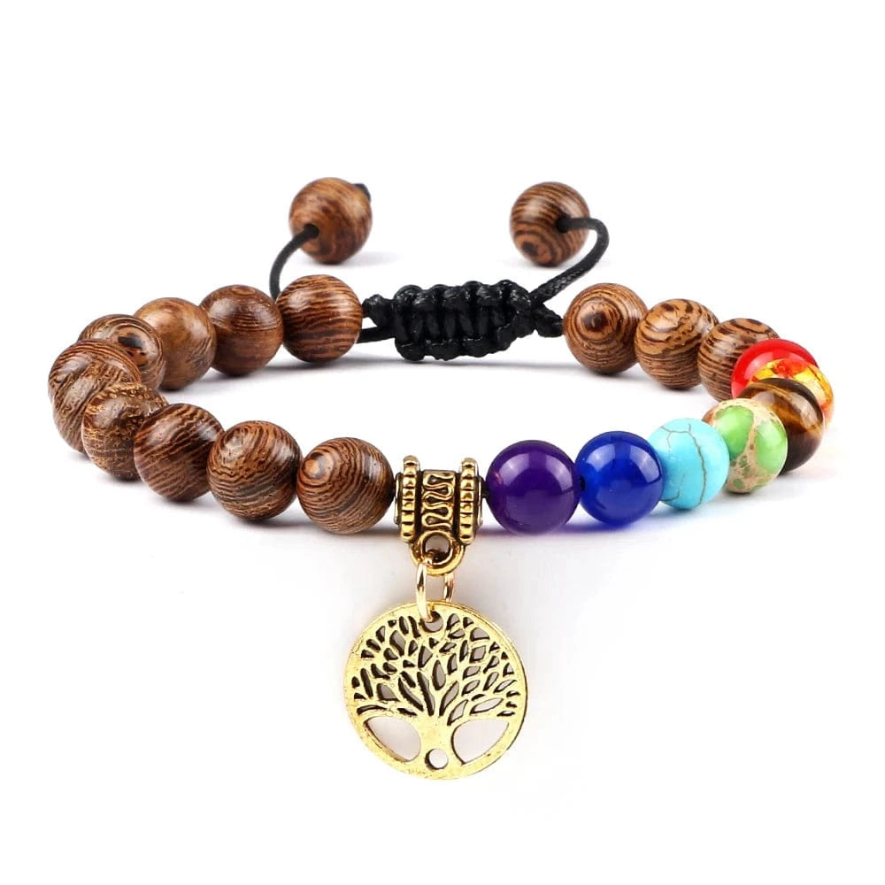 Bracelet 7 Chakras | Tree Life Gold | Zenyopi Wooden G Adjust