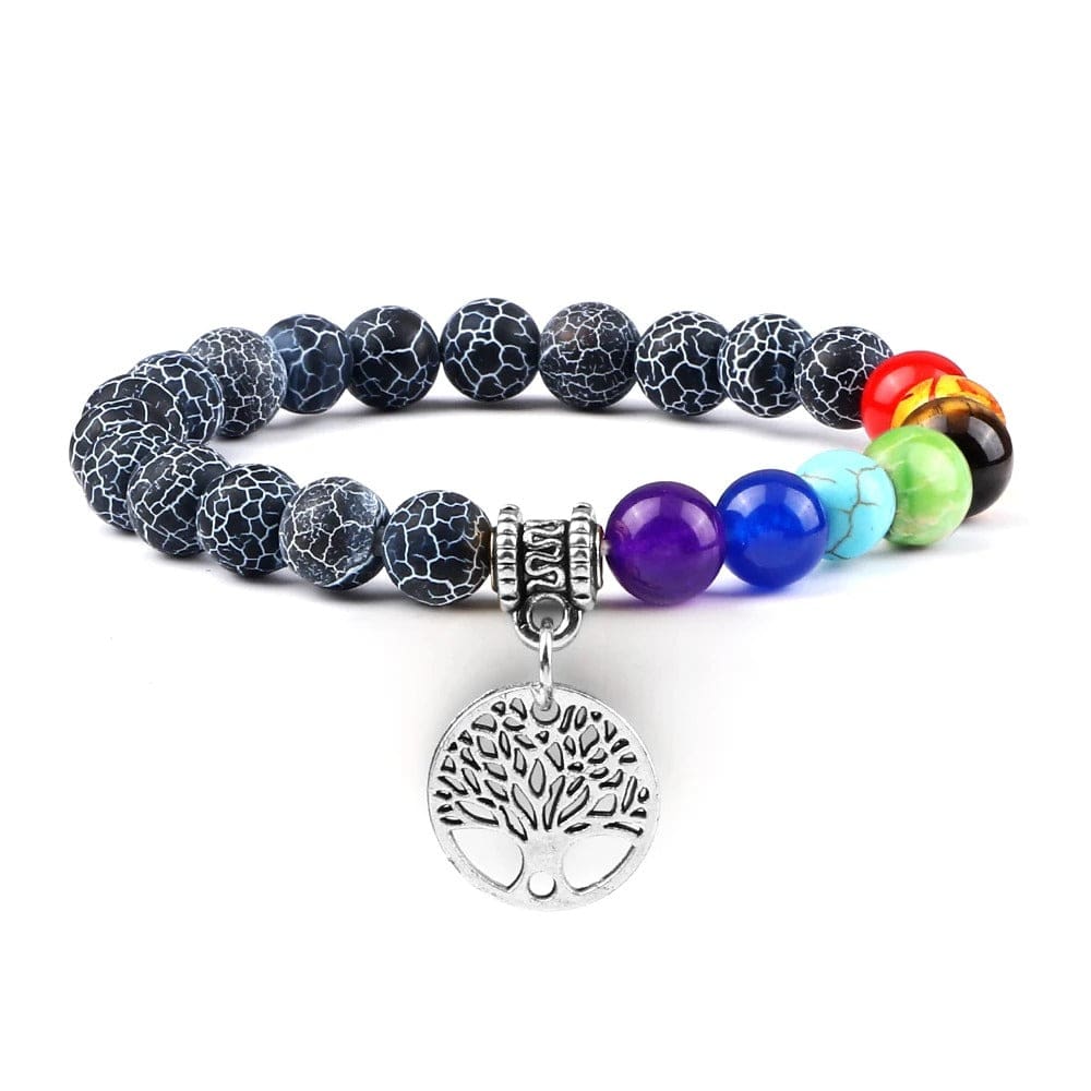 Bracelet 7 Chakras | Tree Life Silver | Zenyopi Black S