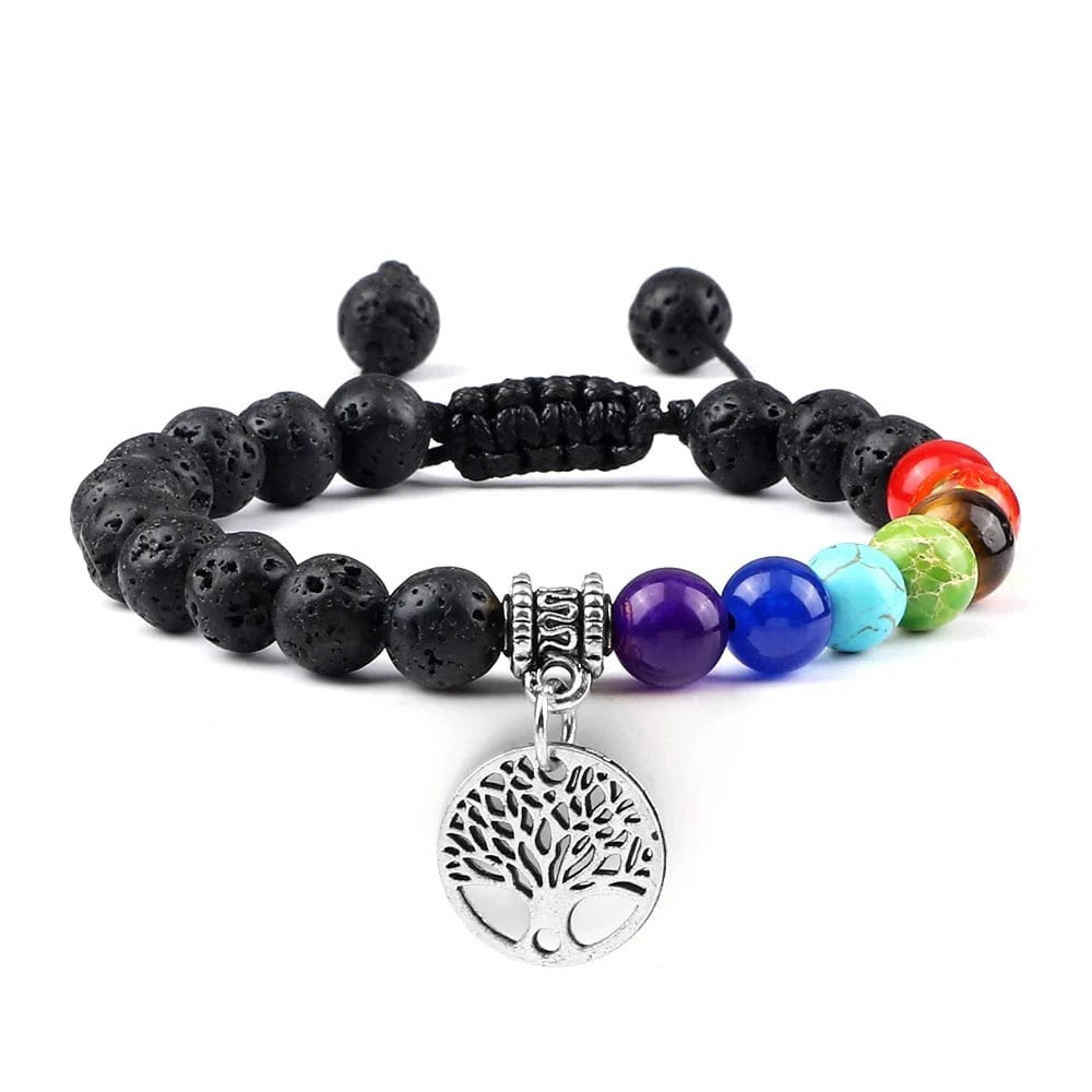 Bracelet 7 Chakras | Tree Life Silver | Zenyopi Lava S Adjust