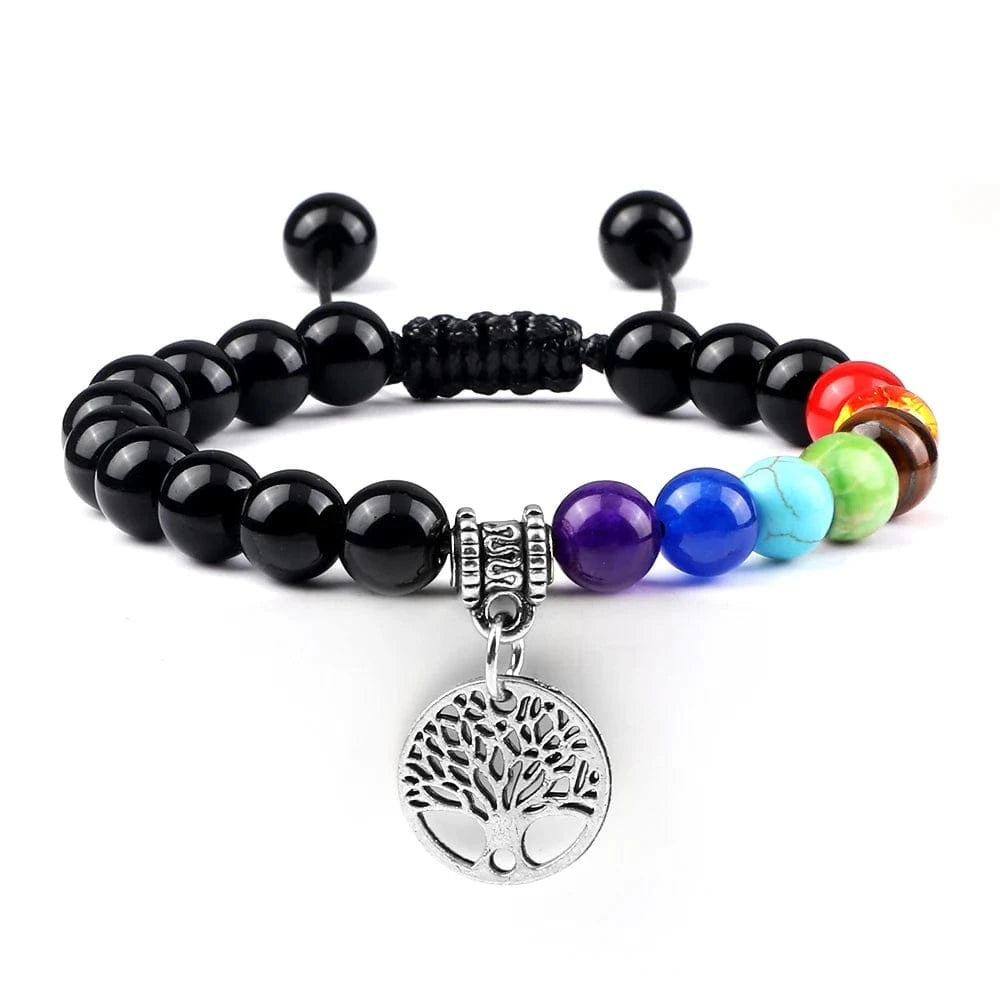 Bracelet 7 Chakras | Tree Life Silver | Zenyopi Obsidian S Adjust