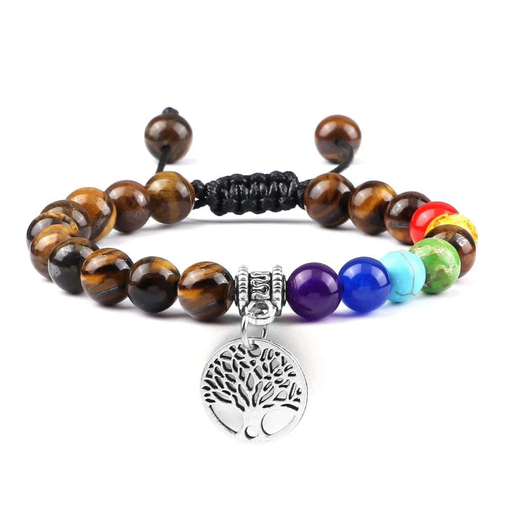 Bracelet 7 Chakras | Tree Life Silver | Zenyopi Tiger Eye S Adjusta
