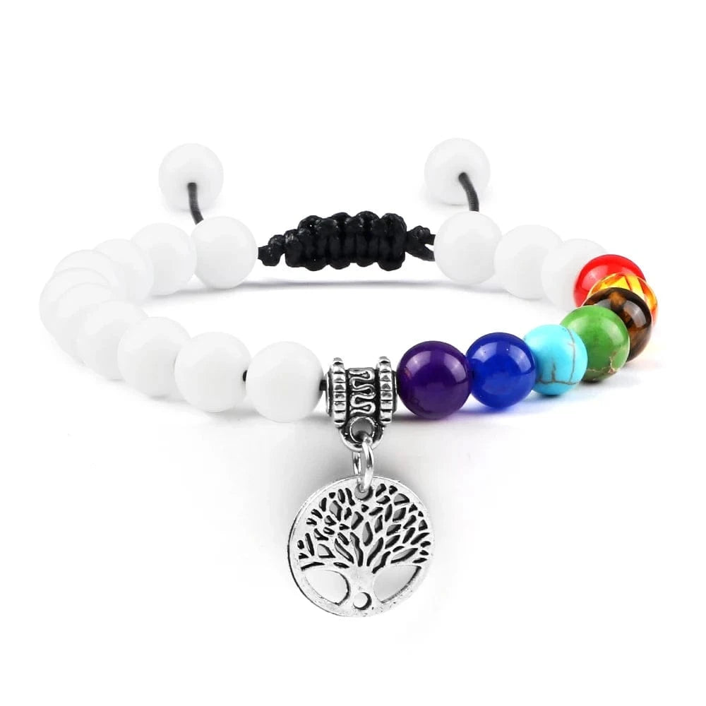 Bracelet 7 Chakras | Tree Life Silver | Zenyopi White S Adjustable