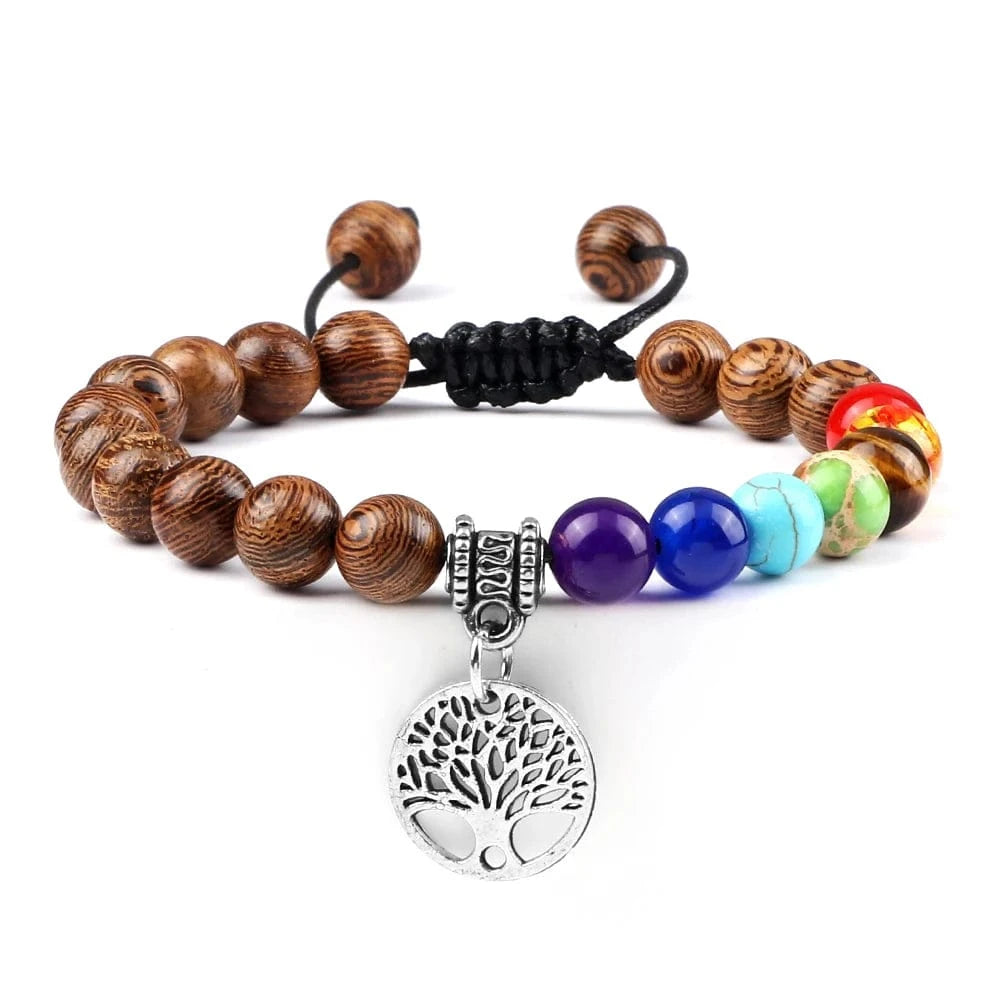 Bracelet 7 Chakras | Tree Life Silver | Zenyopi Wooden S Adjust