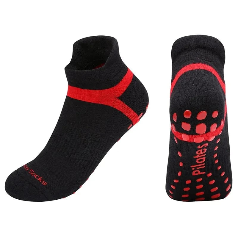 Chaussette Yoga | Unisexe Bi-Color Black Red / EUR 40-43