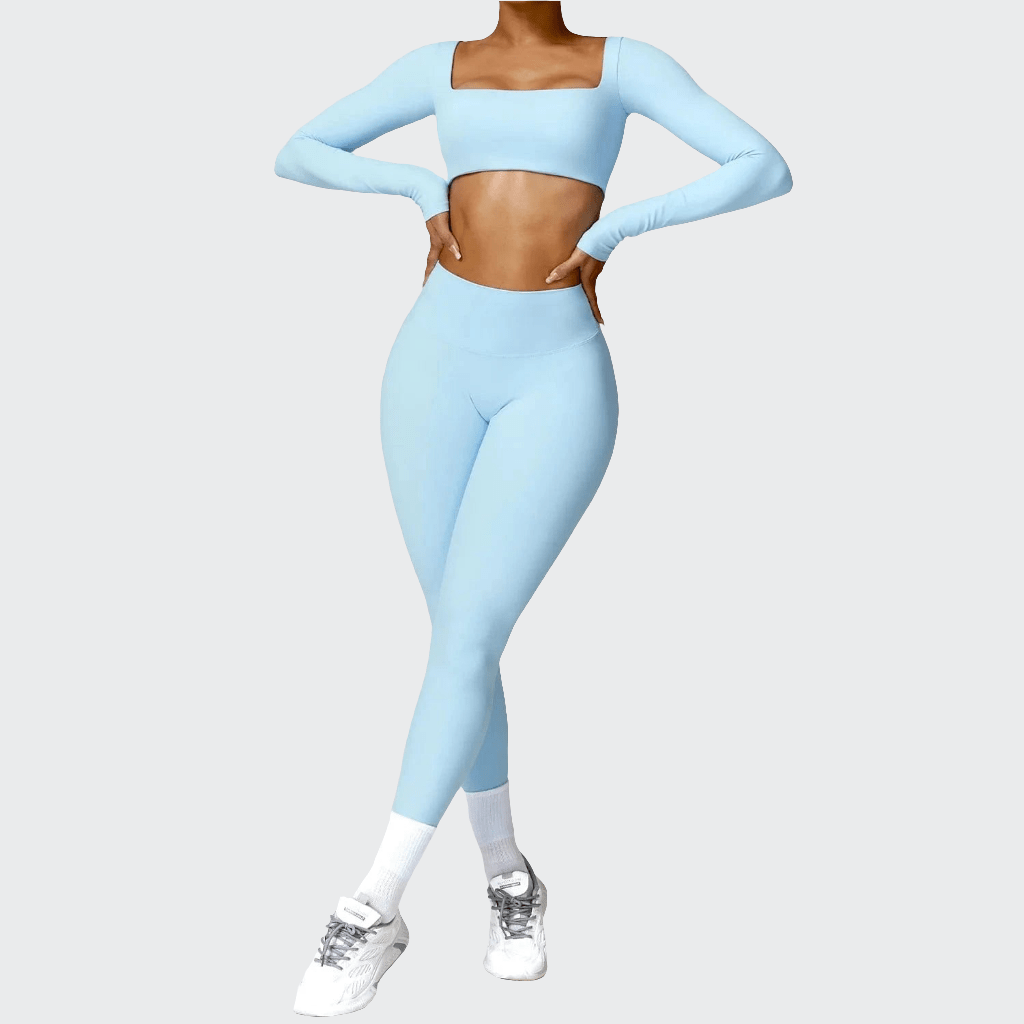 Combinaison Yoga | Crop Top Pant 2PCS Sky Blue 2 / S