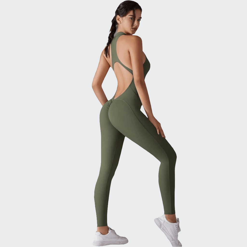 Combinaison yoga | Dos V Moss Green / XL