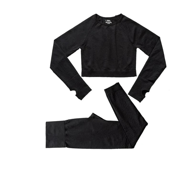 Combinaison Yoga | Top Long : un ensemble confortable et stylé 2 black set / L