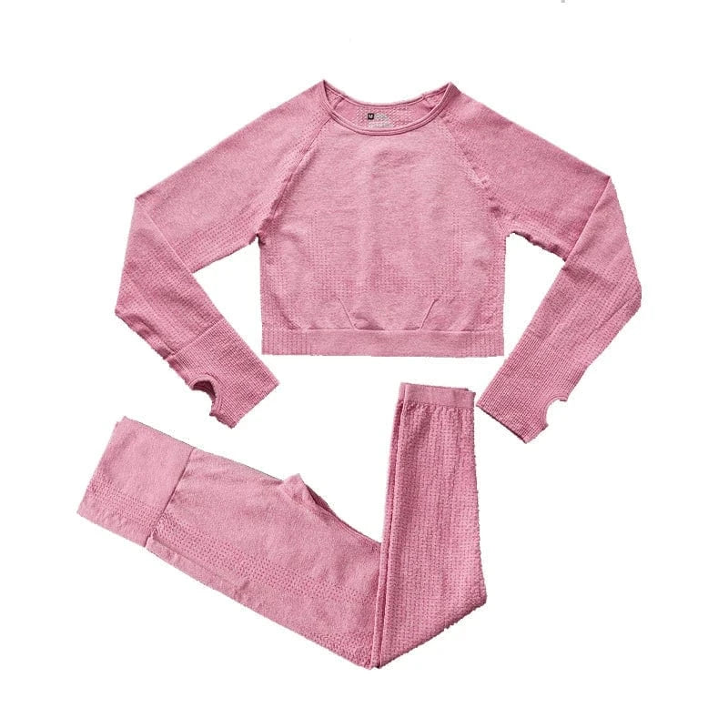 Combinaison Yoga | Top Long : un ensemble confortable et stylé 2 pink set / L
