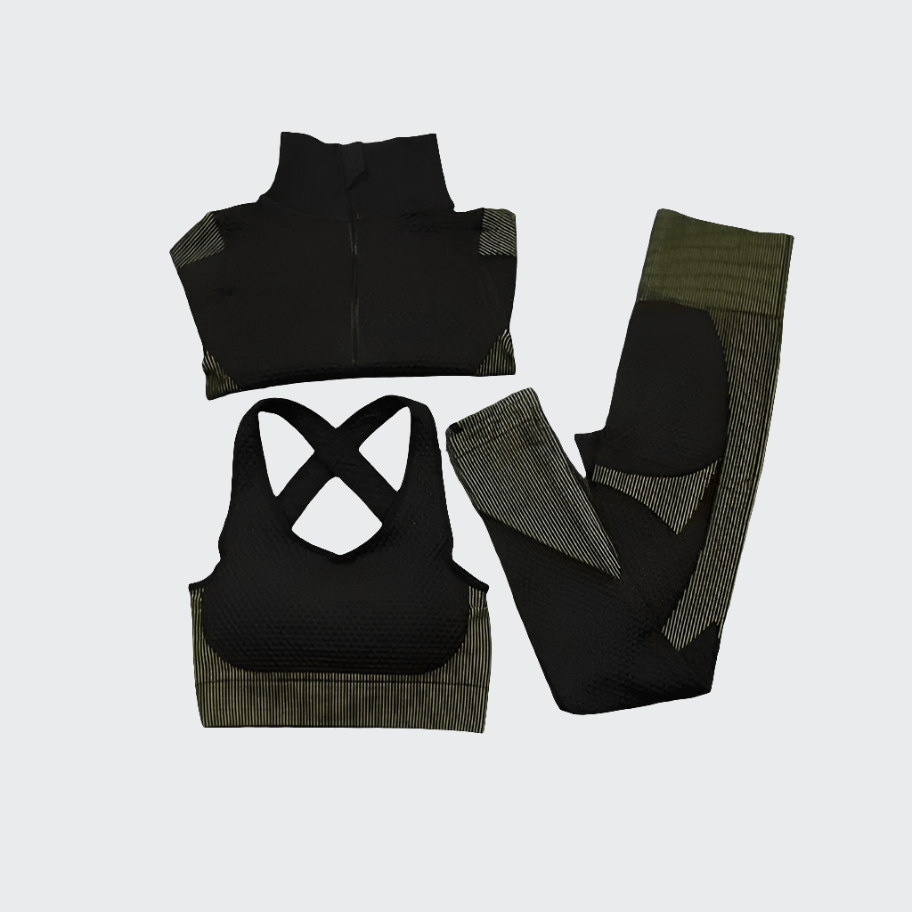 Combinaison Yoga | Zen Seamless 3PCS 3pcs Army Green / XL