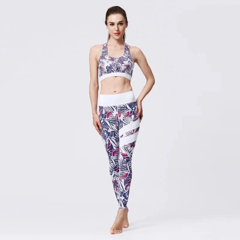 Ensemble yoga femme | Zen color fun : 12 motifs, trouvez votre tenue. Purple White Suit / XL