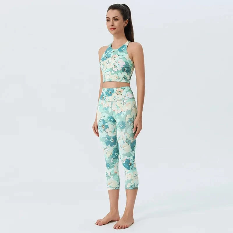 Ensemble Yoga Femme | Zen Flower : confortable et style zen floral Flower Green / XL