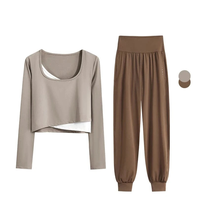 Ensemble Yoga Femme | Zen premium Croise brown set-2 / XXL