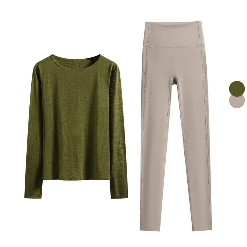 Ensemble Yoga Femme | Zen Premium Style : confort et élégance Green Set-2 / XL(60kg-65kg)