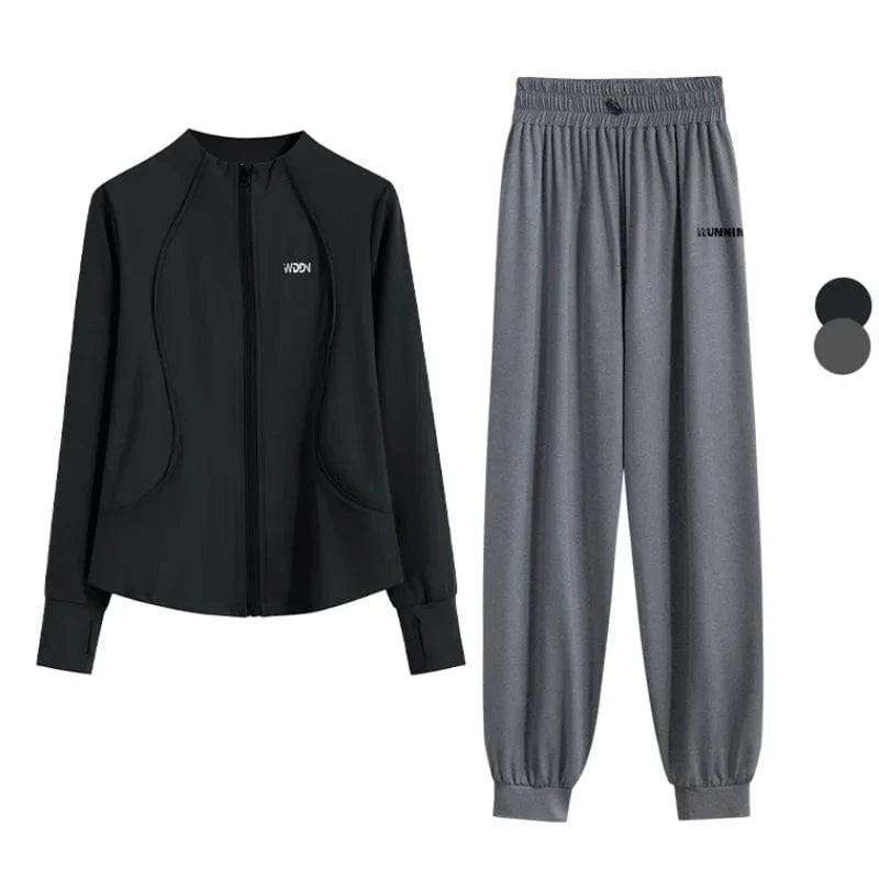 Ensemble Yoga Femme | Zen Premium Survet : un confort premium Black Set-2 / 4XL(82.5kg-90kg)