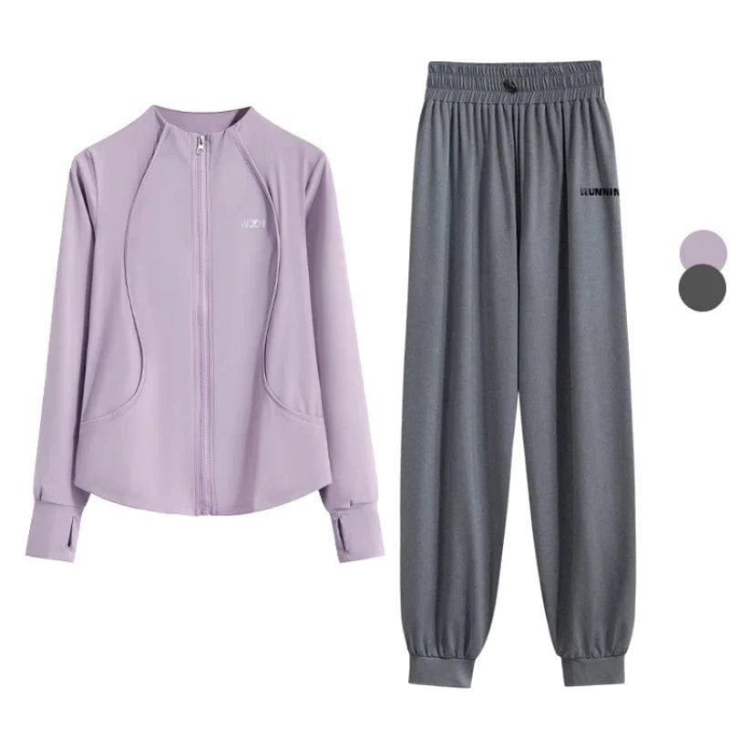 Ensemble Yoga Femme | Zen Premium Survet : un confort premium Pink Purple Set-2 / 4XL(82.5kg-90kg)