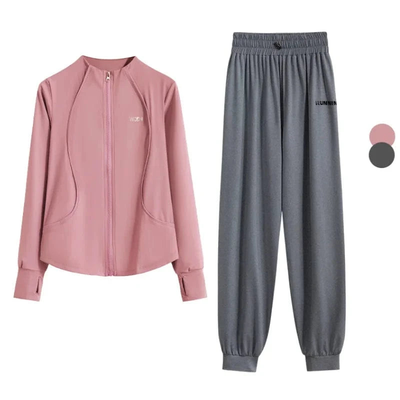 Ensemble Yoga Femme | Zen Premium Survet : un confort premium Pink Set-2 / 4XL(82.5kg-90kg)