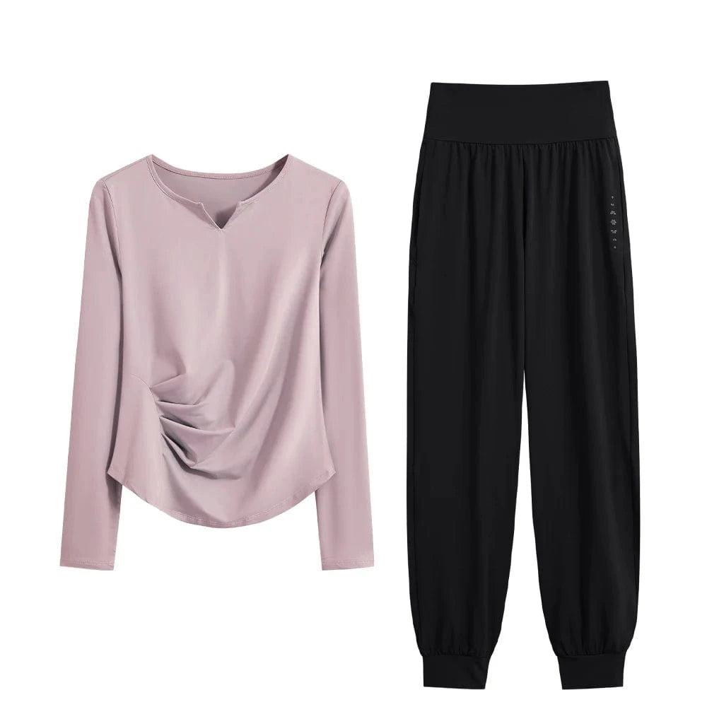 Ensemble Yoga Femme | Zen premium Wave : élégant, confort et style Pink Set-1 / XXL(67.5kg-(75kg)