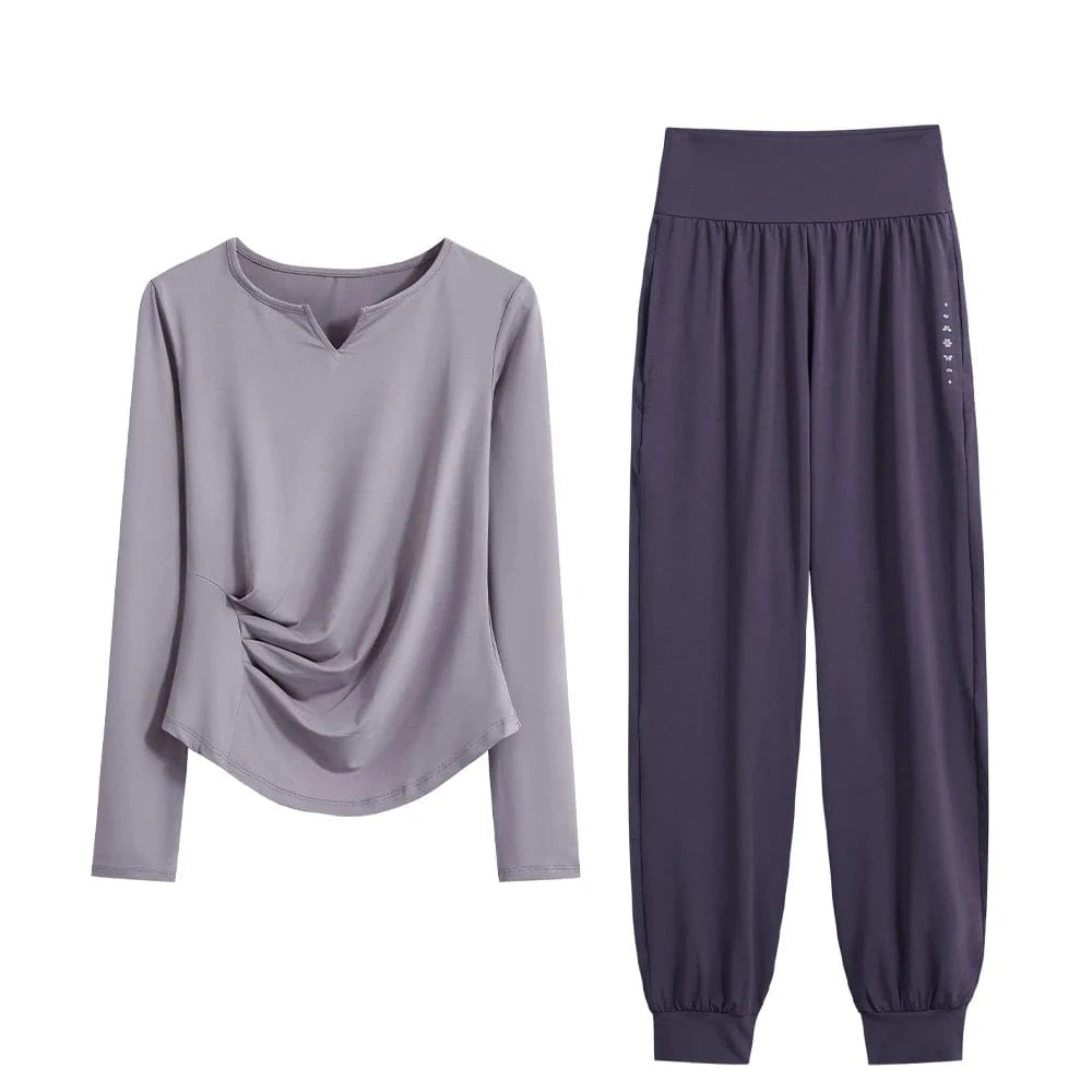 Ensemble Yoga Femme | Zen premium Wave : élégant, confort et style Purple Set-1 / XXL(67.5kg-(75kg)