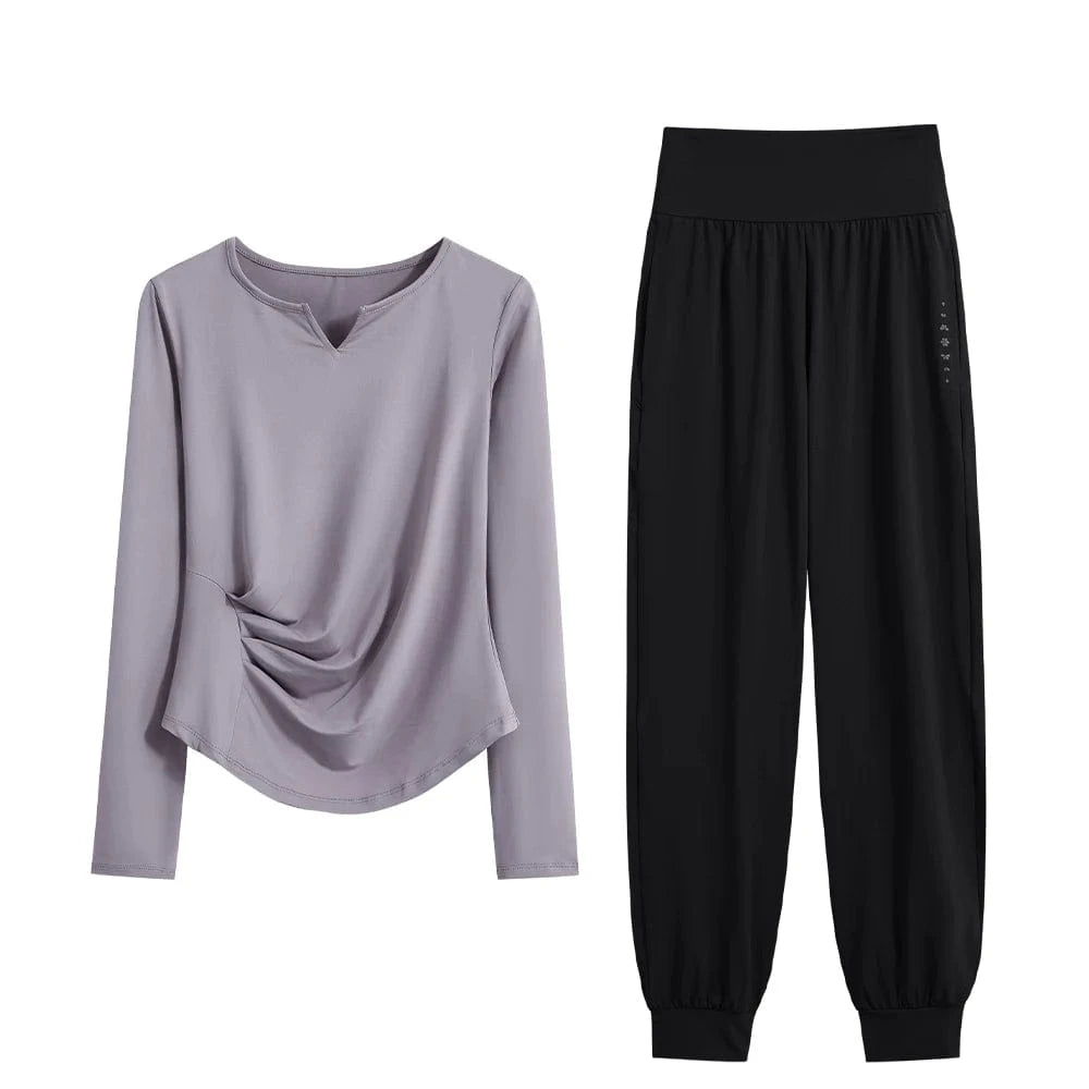 Ensemble Yoga Femme | Zen premium Wave : élégant, confort et style Purple Set-2 / XXL(67.5kg-(75kg)