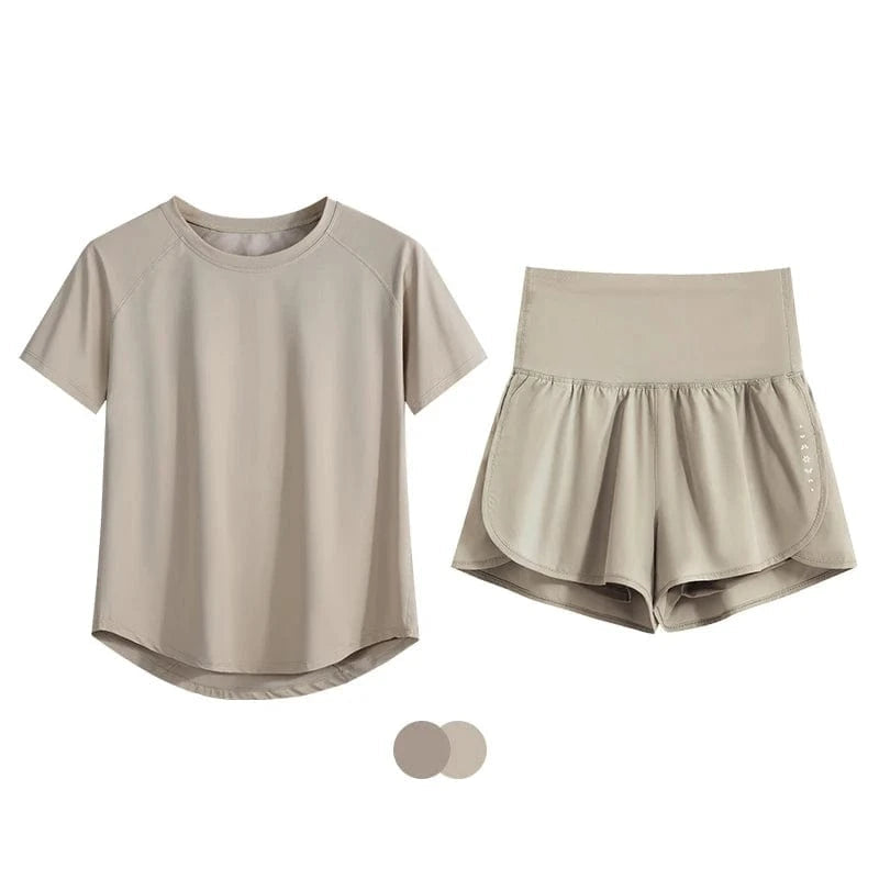 Ensemble Yoga Femme | Zen Summer Premium : léger et respirant. Khaki Set / 4XL