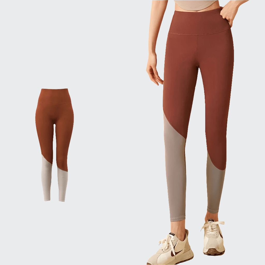 Pantalon Yoga Femme | Slim Bi-Colore Caramel / S