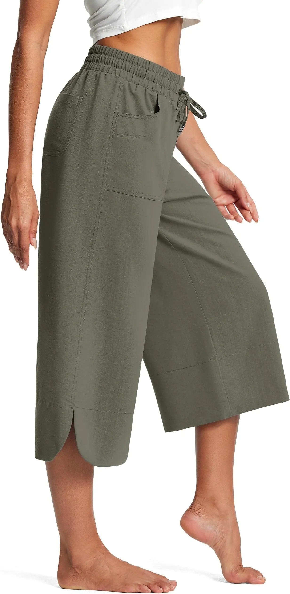 Pantalon Yoga Femme | Zen Summer Ample vert kaki / XXXL