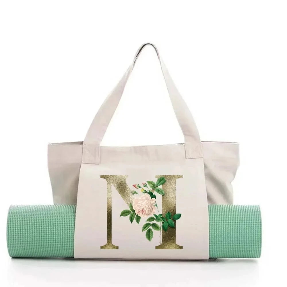 Sac de Yoga | Yogi Lettre White Golden flower M