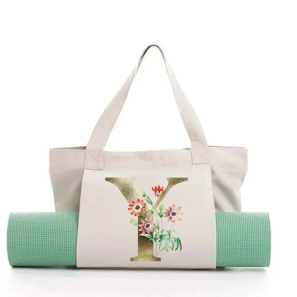 Sac de Yoga | Yogi Lettre White Golden flower Y