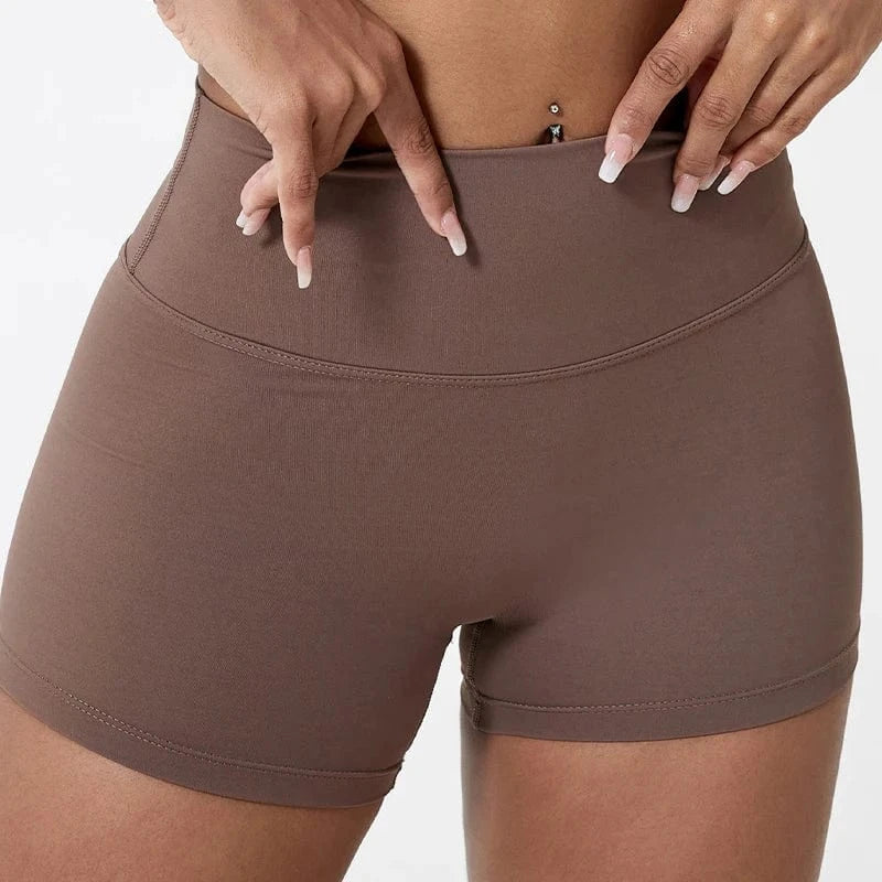 Short Yoga Femme | Taille Haute Brown / XL