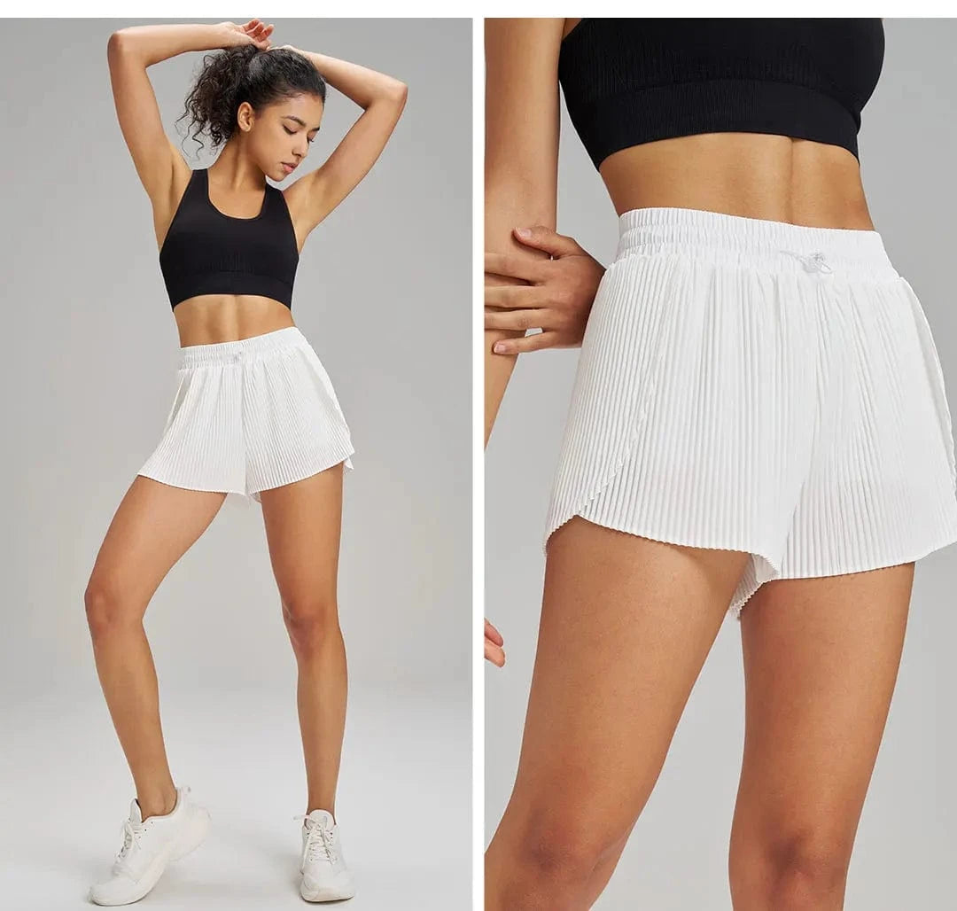 Short Yoga Femme | Zen Confort Plissée White / XL