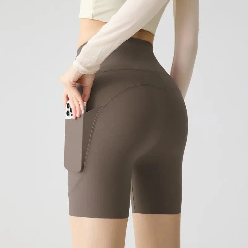 Short Yoga Femme | Zen Double Pocket Coffee / XXL