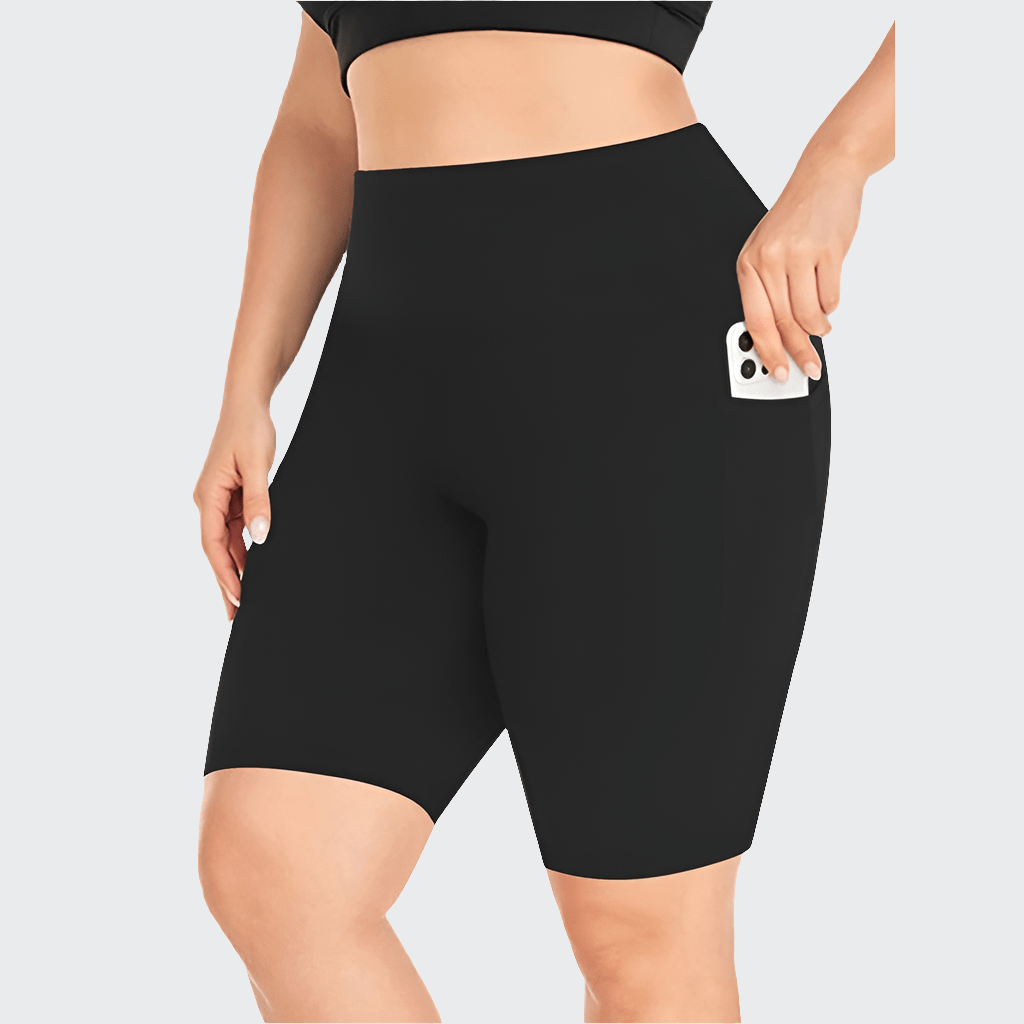 Short Yoga Femme | Zen Plus Pocket : confort extensible, du XL au 5XL Black Pocket / 5XL