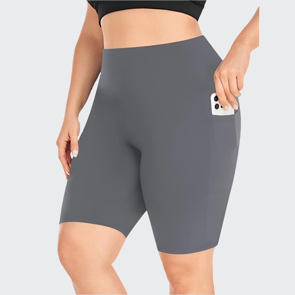 Short Yoga Femme | Zen Plus Pocket : confort extensible, du XL au 5XL Dark Grey Pocket / 5XL