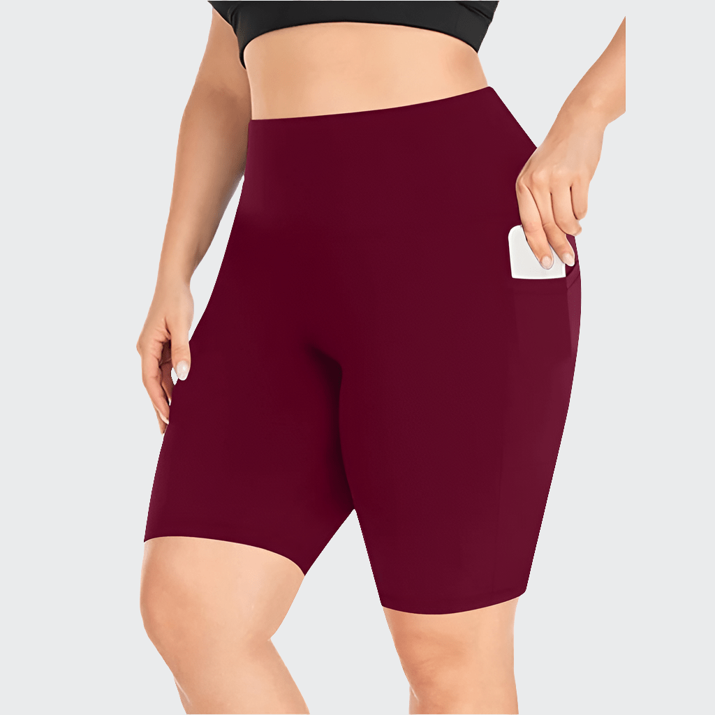 Short Yoga Femme | Zen Plus Pocket : confort extensible, du XL au 5XL Wine Red Pocket / 5XL
