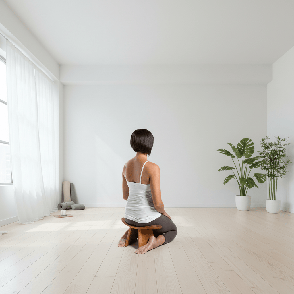 Tabouret Yoga | Méditation Coffee Claire 18cm : un soutien méditation Coffee clair 42X21X18CM