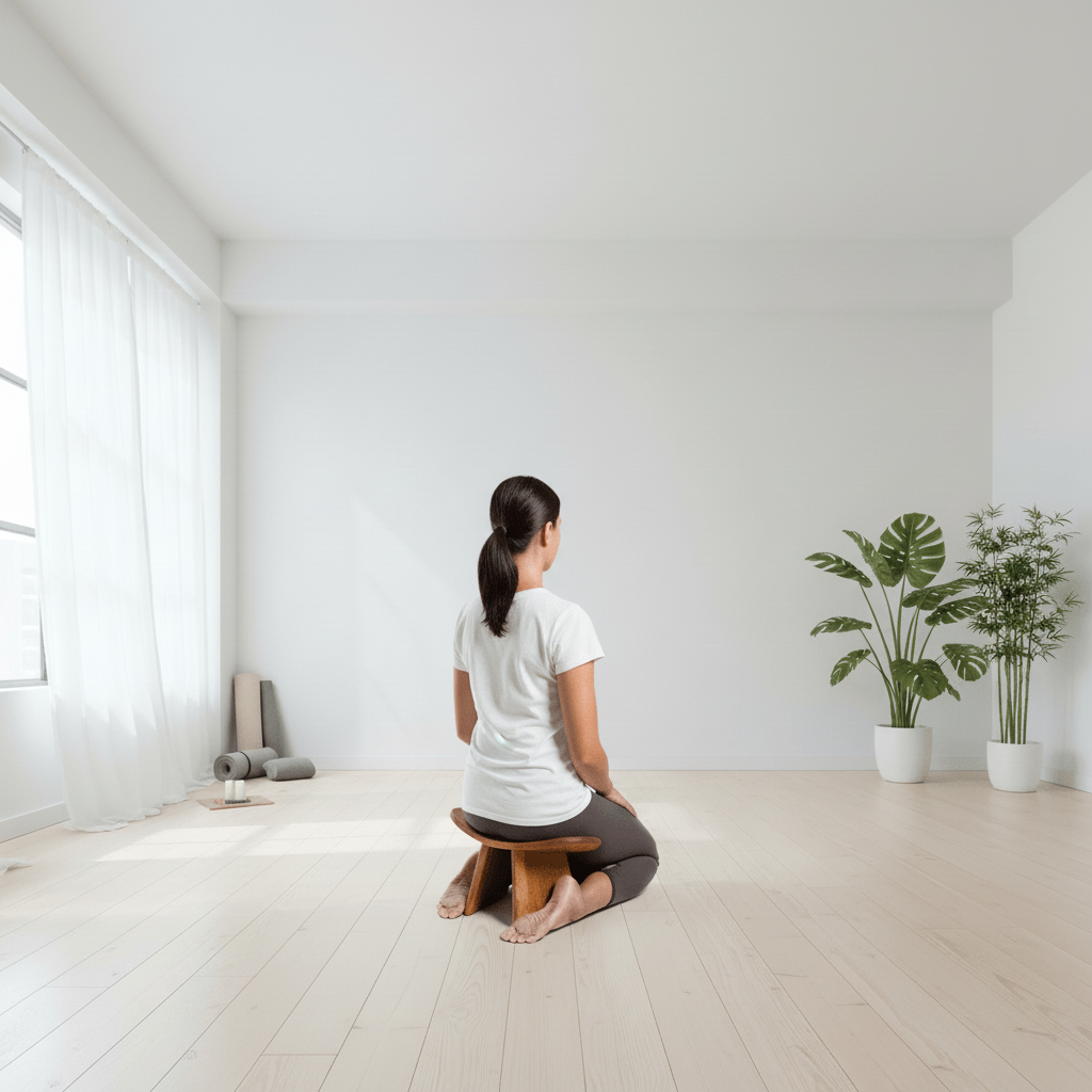 Tabouret Yoga | Méditation Coffee Claire 18cm : un soutien méditation Coffee clair 42X21X18CM