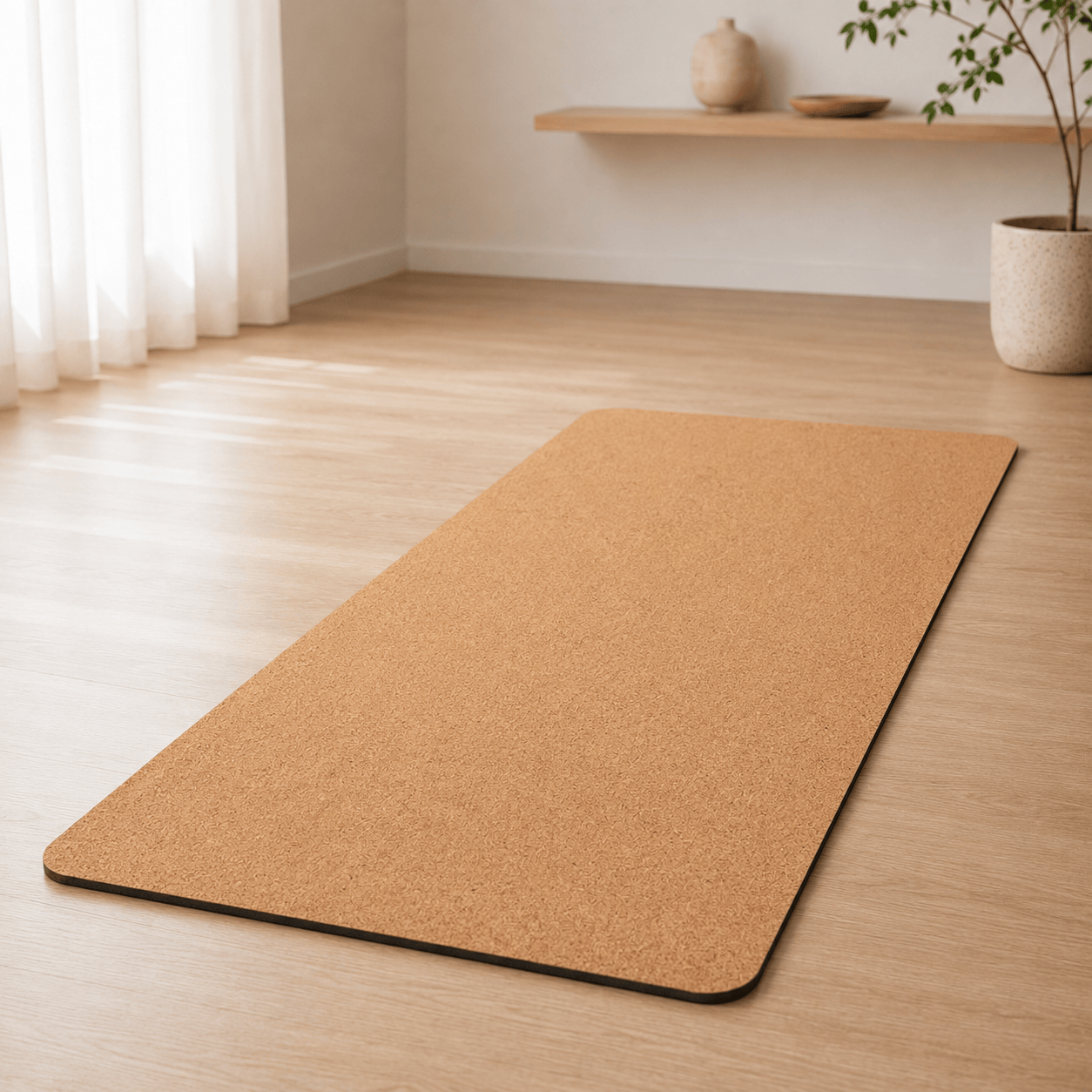 Tapis de yoga en liège | Naturel Neutre 6 mm : luxueux et naturel Liege Naturel