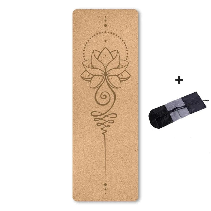 Tapis Yoga Liége | Naturel Fleur 4mm 2PCS Lotus with bag