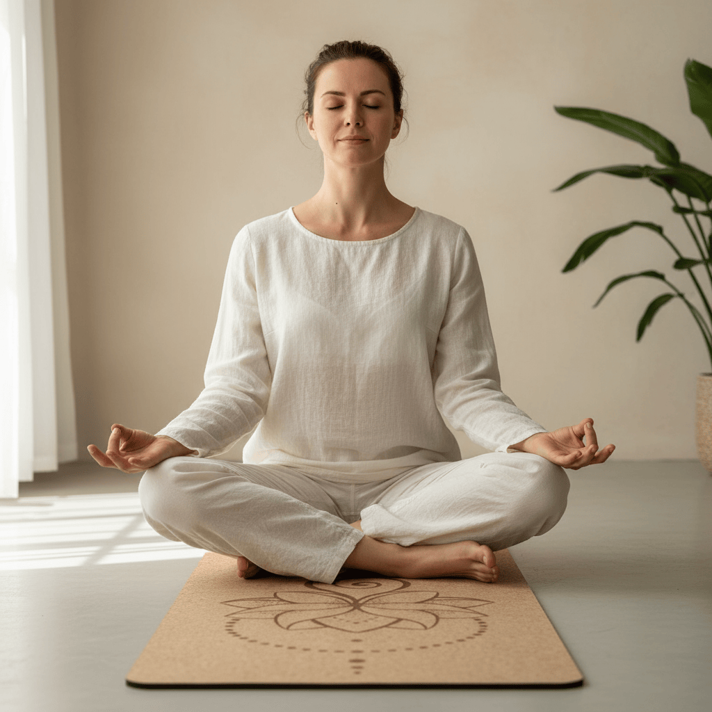 Tapis Yoga Liége | Naturel Fleur 4mm : naturellement confortable Lotus