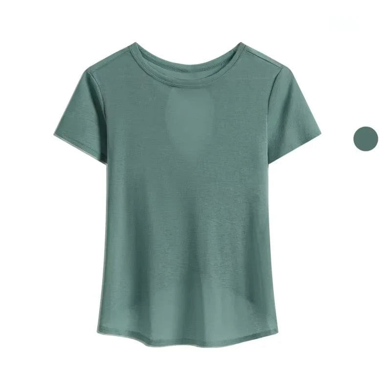 Tee Shirt Yoga Femme | Zen Dos Croix : design dos stylé et respirant Deep Green / XL