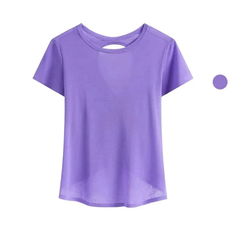 Tee Shirt Yoga Femme | Zen Dos Croix : design dos stylé et respirant Purple / XL