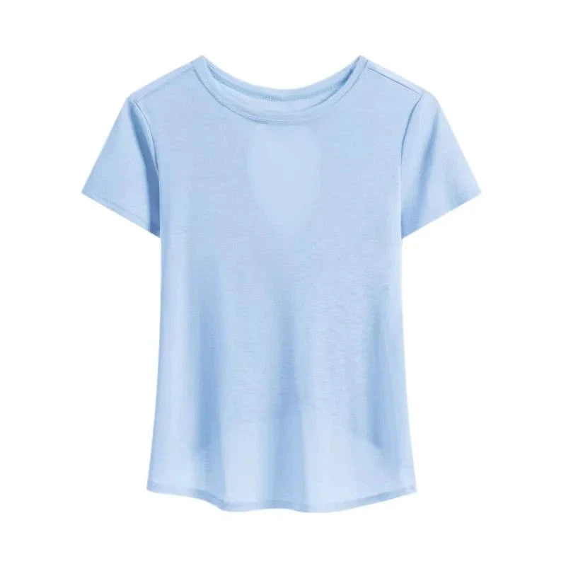 Tee Shirt Yoga Femme | Zen Dos Croix : design dos stylé et respirant Sky Blue / XL