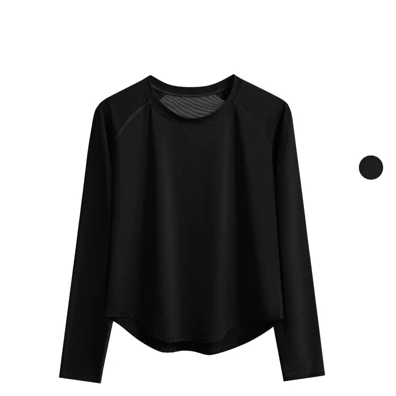 Tee Shirt Yoga Femme | Zen Premium Mlong : manches longues. Black / XXL